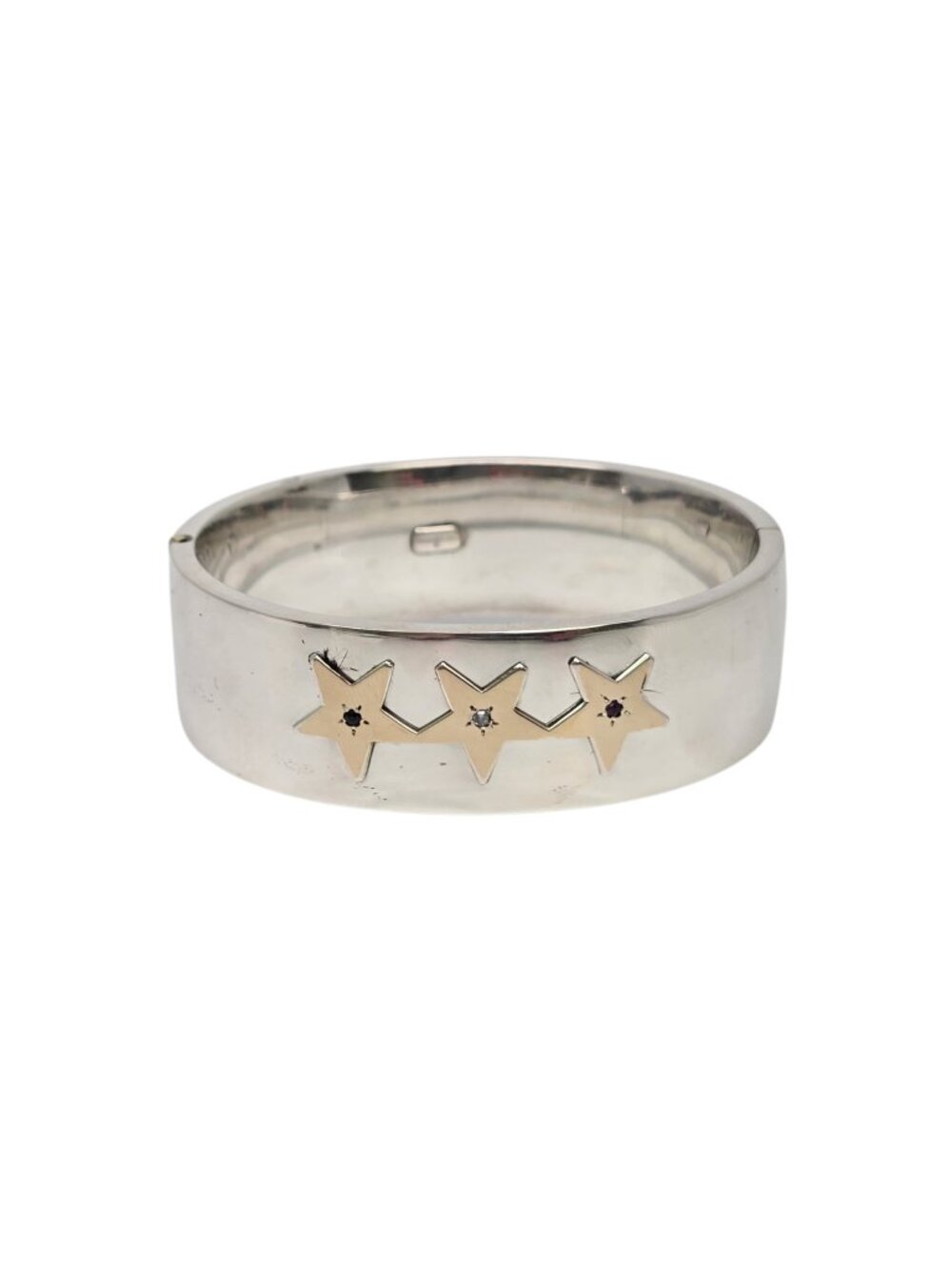 Tiffany & Co Sterling Silver Gold Star Ruby Diamond Sapph Bangle Bracelet #25970